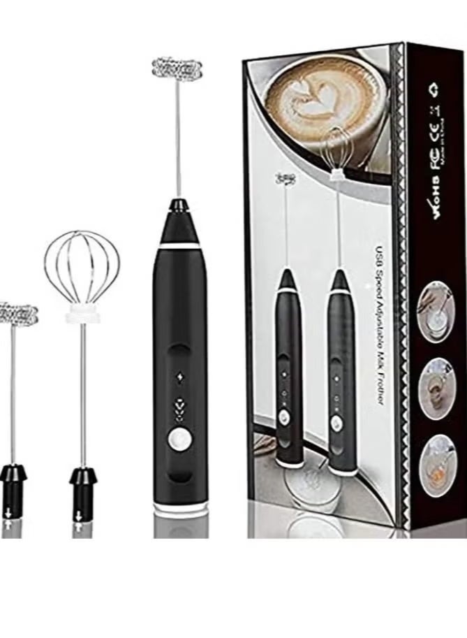 Rechargeable Coffee milk foam mixer 3-piece Rechargeable USB Electric Milk Frother, USB-Rechargeable Drink-Mixer With 2 Stainless Whisks, Frother For Cappuccinos, Hot Chocolate, Milkshakes, Egg Mix - Image 1